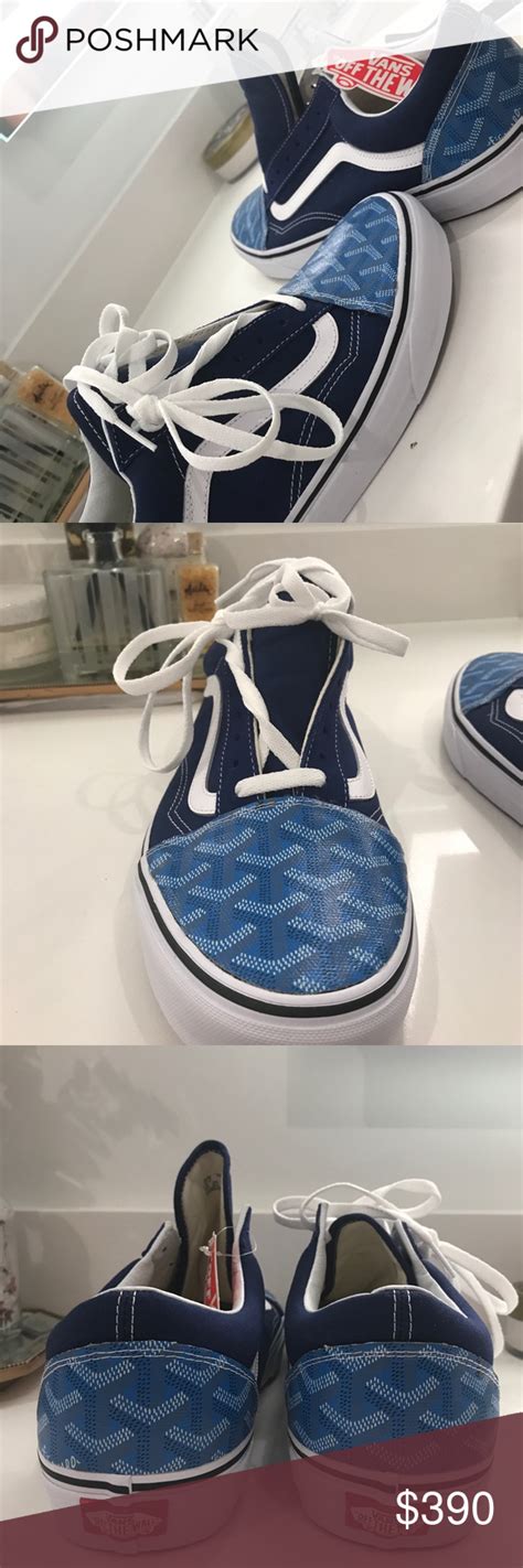 Vans x Goyard custom design low sneakers blue men 9.5